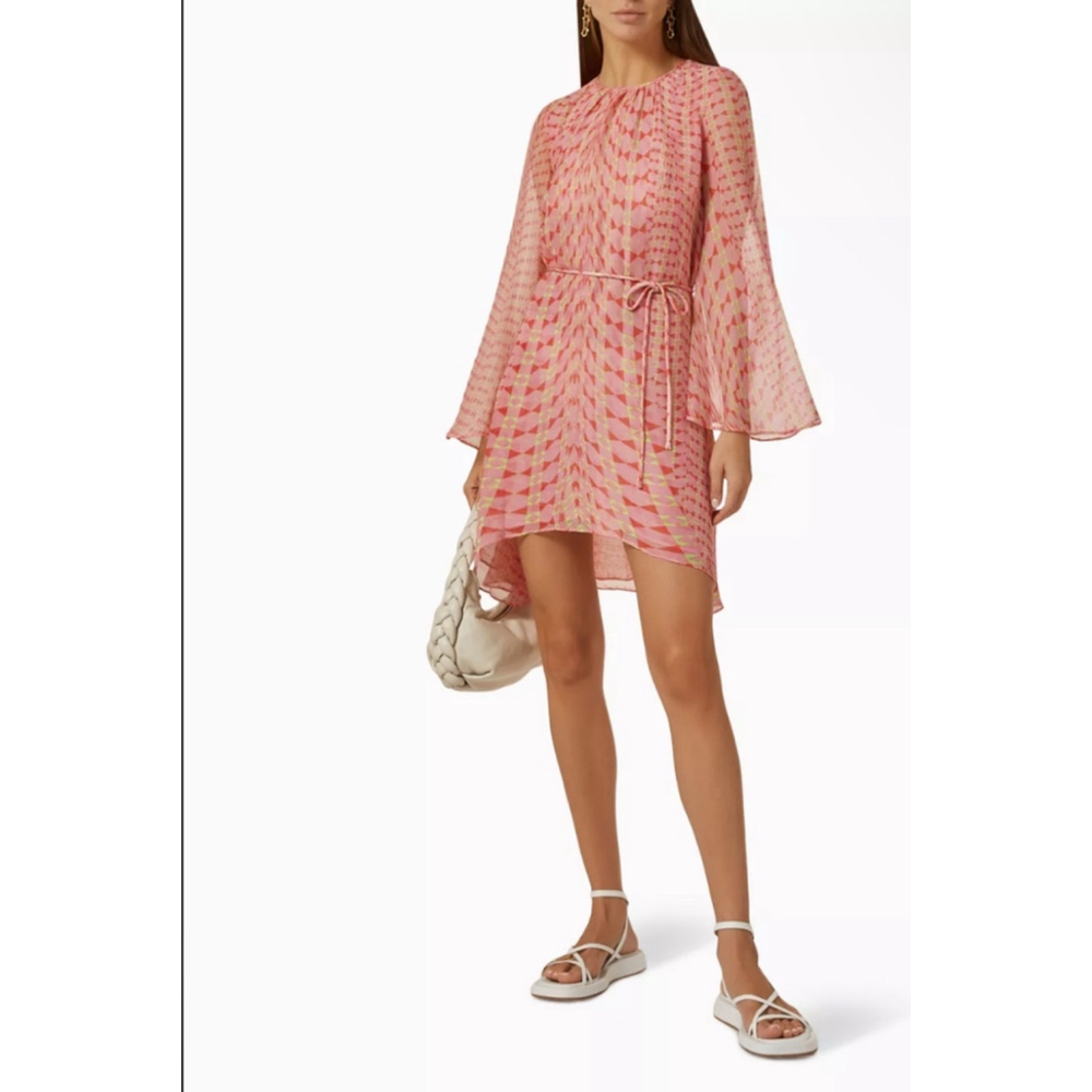 MISA Los Angeles Petra Geometric Dress Size S Pink $350